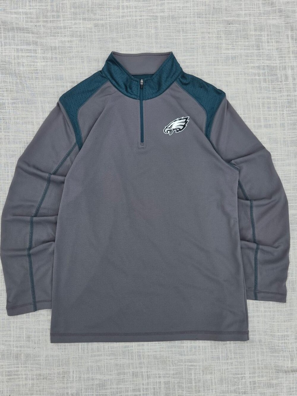 Philadelphia Eagles NFL Team Apparel Quarter-Zip Pullover – Gray/Teal, Men's L
